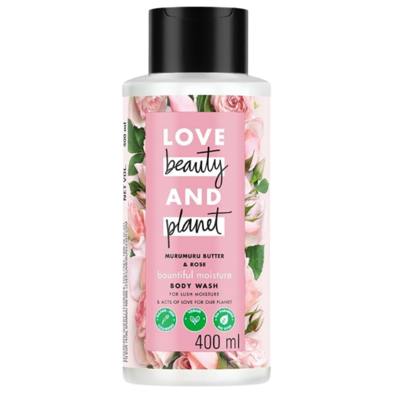 Love Beauty & Planet Moisturising Body Wash 400ml|| with Murumuru Butter & Rose|| Sulfate Free|| Paraben Free- Liquid Shower Gel