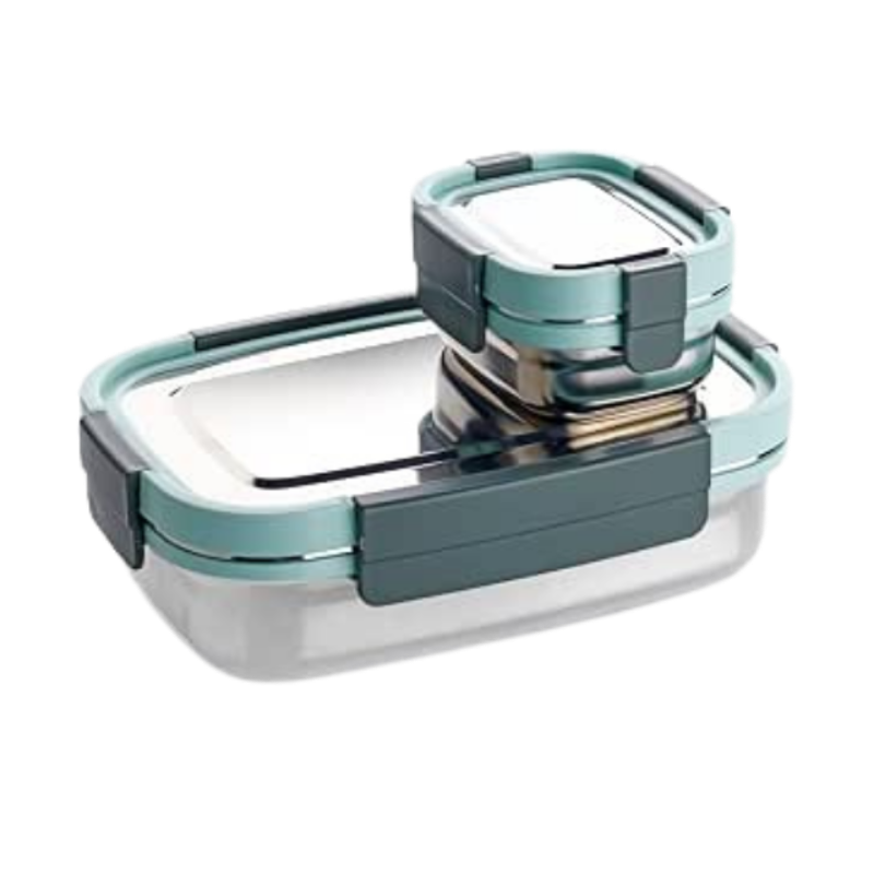 Ganesh Shine Stainless Steel Airtight Leak-Proof Lunch Box for Office, School, Picnic - Color May Vary - 750 Ml