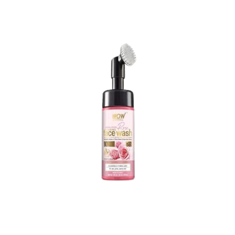 WOW Skin Science Himalayan Rose Foaming Face Wash with Built-in Brush - contains Rose Water & Aloe Vera Extract - for Cleansing & Toning - No Parabens, Sulphate, Silicones & Synthetic Color - 100mL