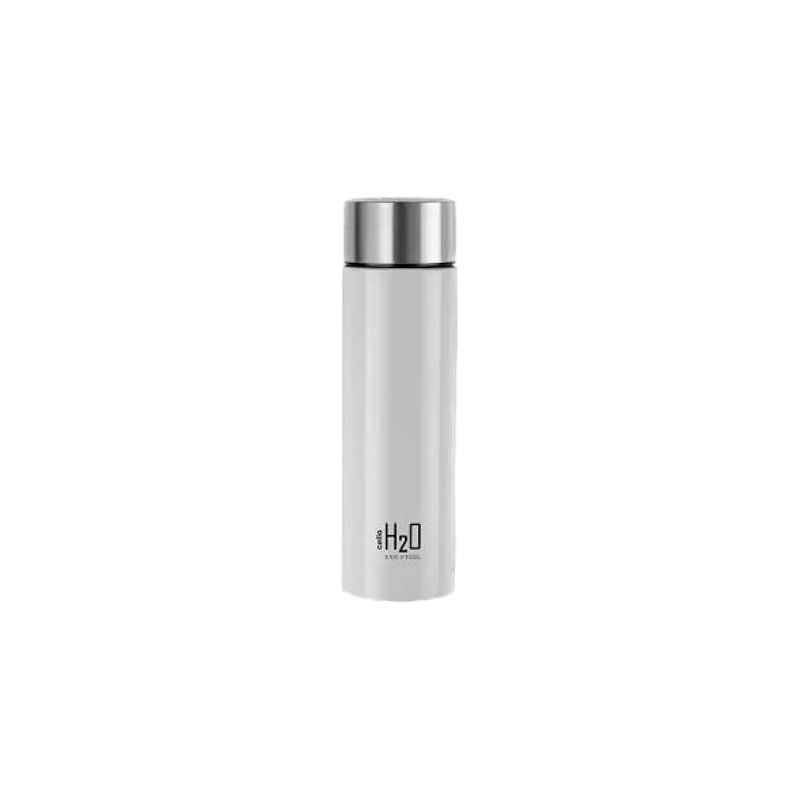 CELLO H2O Stainless Steel Water Bottle | Leak proof & break-proof | Lid is sealed by a silicone ring | Best Usage for Office/School/College/Gym/Picnic/Home/Fridge |1 litre | White