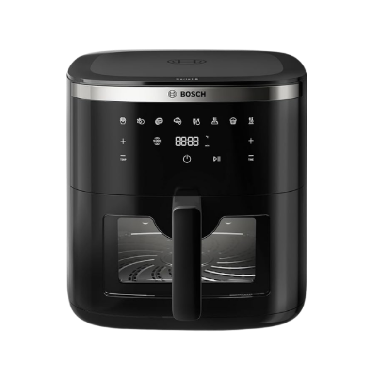 Bosch CrispMaxx Digital Air Fryer XL 7.2L with Baking Tray | Illuminated Viewing Window | Touch Panel | 7 Preset Menu | Shake Alarm | Uses Upto 95% Less Oil | 2-Year Warranty | Black【MAF671B5IN】