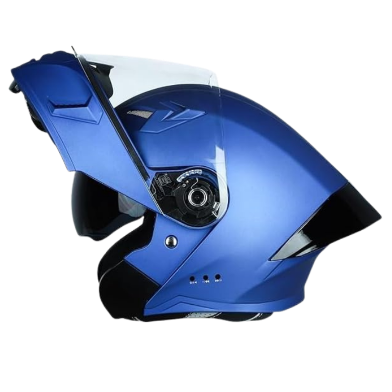 Steelbird Bluetooth Flip Up Motorcycling Helmet for Men and Women with Inner Smoke Sun Shield | SBA-20 7Wings (Medium 580 MM, Glossy Y.Blue)