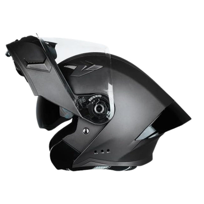 Steelbird Bluetooth Flip Up Motorcycling Helmet for Men and Women with Inner Smoke Sun Shield|SBA-20 7Wings (Medium 580 MM, Glossy H.Grey)