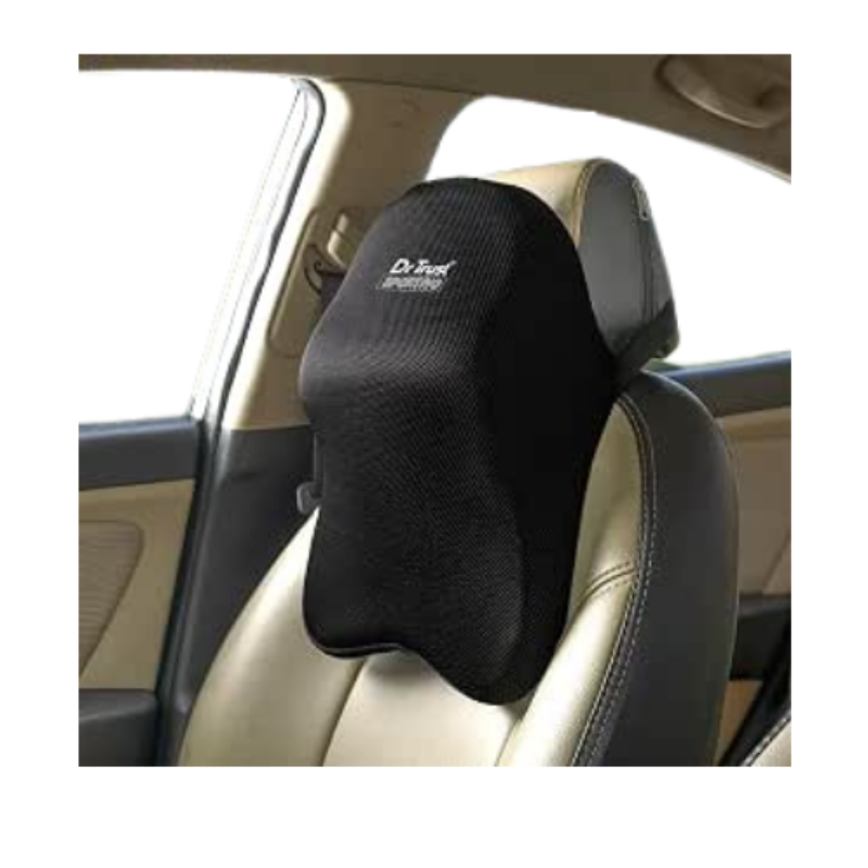 Dr Trust USA Orthopedic Headrest, Neck, Back & Shoulder Support Pillow for Car Driving Memory Foam Cushion Spine Cervical Pain Relief Large Size 357