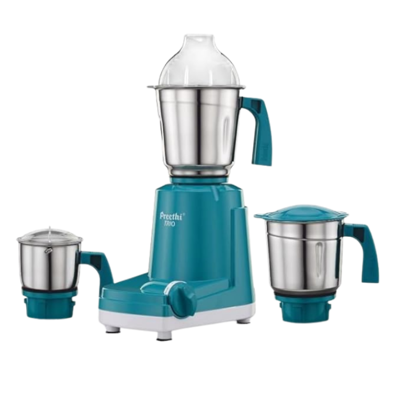 Preethi Trio mixer grinder 500 watt 3 Jars, transparent, Medium (Trio MG 158) Including 5 Years Free Service With Life Long Service Support
