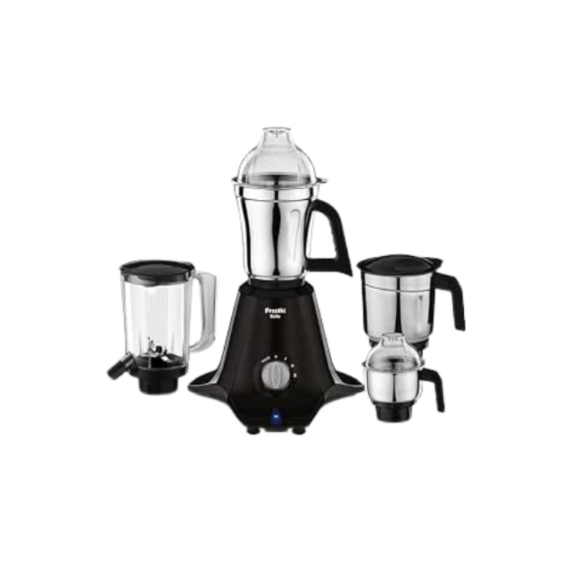 Preethi Boltz Mixer Grinder for Kitchen | 4 Jars 1000 Watts Mixie| 3 Stainless Steel Jar & 1 Blender Jar (MG-288) Black Including 5 Years Free Service With Life Long Service Support