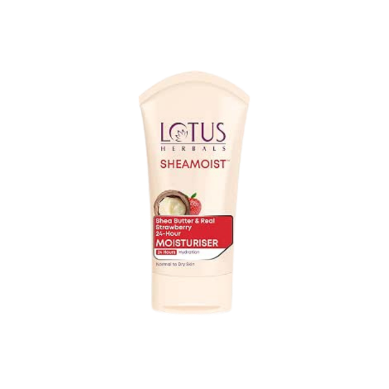 Lotus Herbal Sheamoist Shea Butter And Real Strawberry 24 Hour Moisturiser, 120g