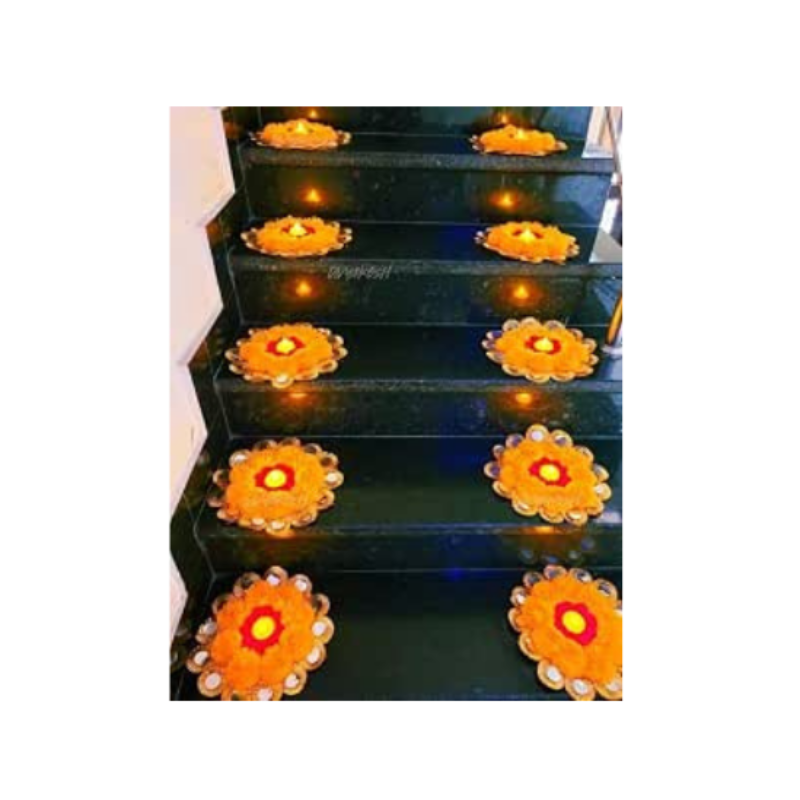 Divyakosh Rangoli Mats with Tealight/Diya Stair for Home Decoration, Set of 10, Home Decorative Diya,Diwali Gift Diya, Candles Decor, Home Decoration, Diwali Decoration Items for Home Décor