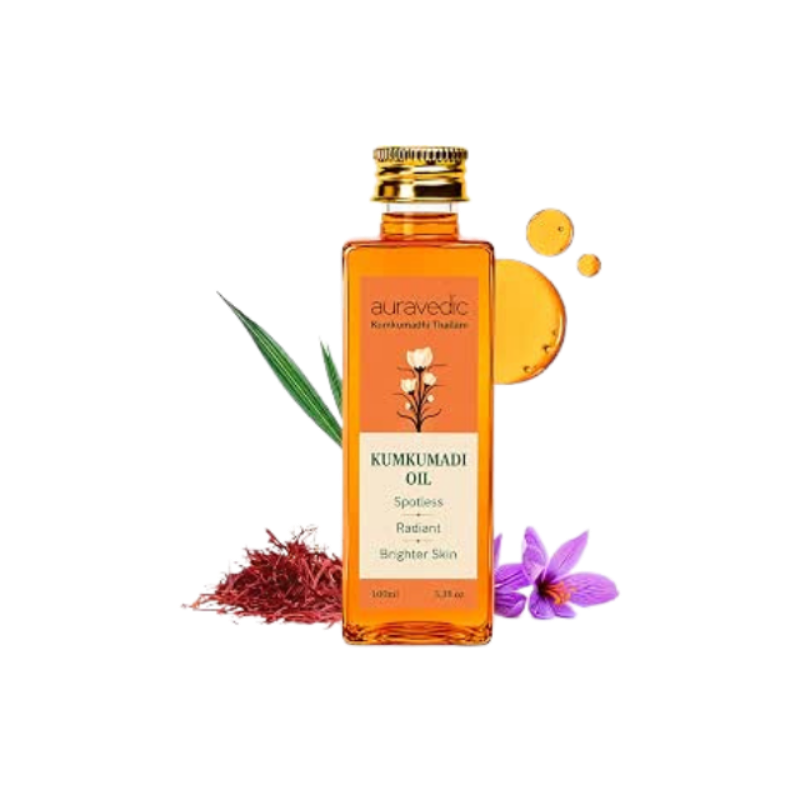 Auravedic Kumkumadi Oil, 100 Ml. Kumkumadi Face oil for Glowing Skin. Kumkumadi Tailam from kerala.