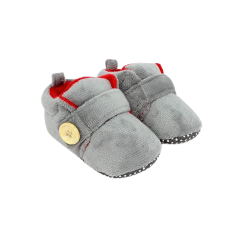Superminis Unisex-baby's Bootie, Grey+Red, 6 - 12 Months