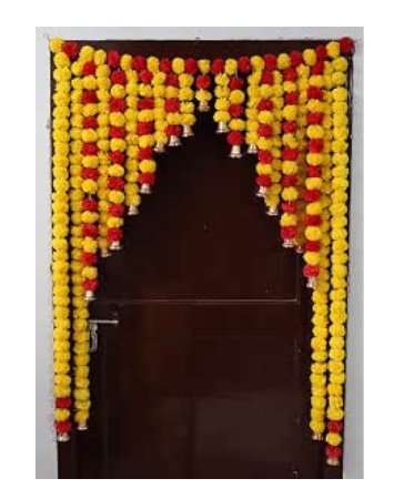 JH Gallery Artificial Marigold Garlands Flowers Door Toran Door Hanging for Diwali Pooja Decoration, Ganpati Decoration, Janmashtami and All Festivals (Red & Yellow)(42x52' inches)