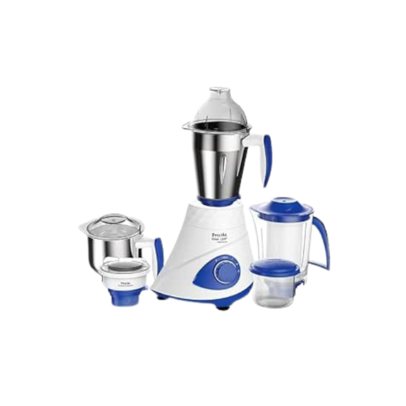 Preethi Blue Leaf Platinum MG 139 mixer grinder, 750 watt, White, 4 jars - Super Extractor juicer Jar & Storage Air-Tight Container Including 5 Years Free Service With Life Long Service Support