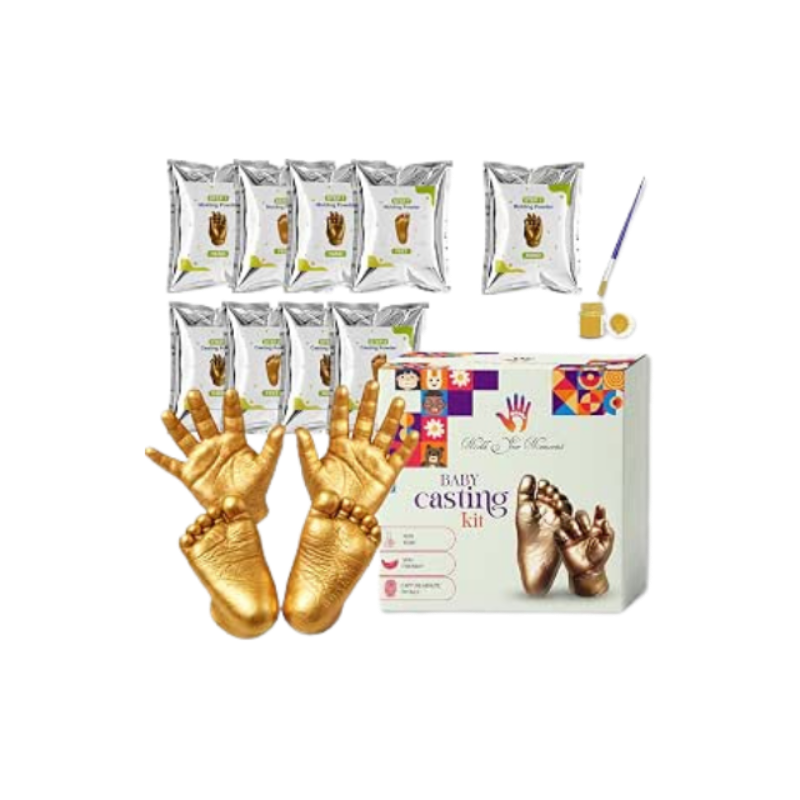 Mold Your Memories baby casting kit for 2 hand and 2 feet up to 9 months. handprint and footprint casting kit for new born gifting, baby gifting, baby shower, name ceremony.(2hand & 2 feet)