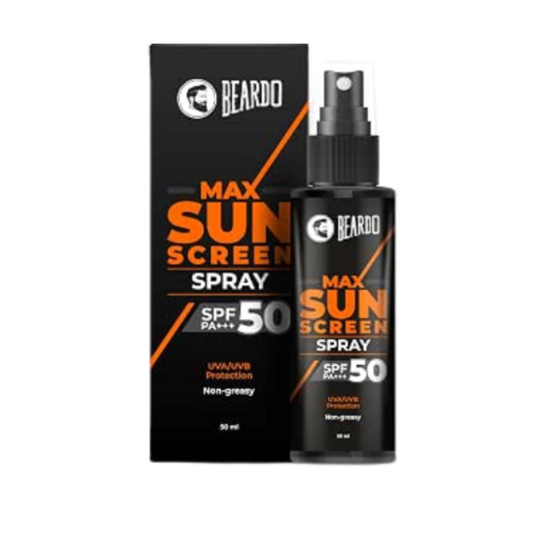 Beardo Max Sunscreen SPF 50 & PA+++ Spray for Men | Non-greasy Spray for Men | Easy Application of Sunscreen for Oily Skin | UVA UVB Protection | 50ml