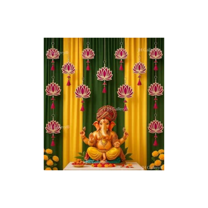 JH Gallery Lotus Hangings for Decoration Wall Hangings for Temple Decor, Diwali Decor | Lotus Hangings for Decoration | Diwali Decoration Items for Home Decor | Pooja Decoration Items (Pack of 6)