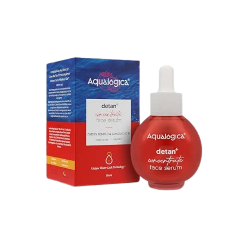 Aqualogica Detan+ Concentrate Face Serum for Men & Women - With Cherry Tomato & Glycolic Acid for Tan Removal, Gentle Exfoliation Oily, Dry & Glowing Skin -30ml