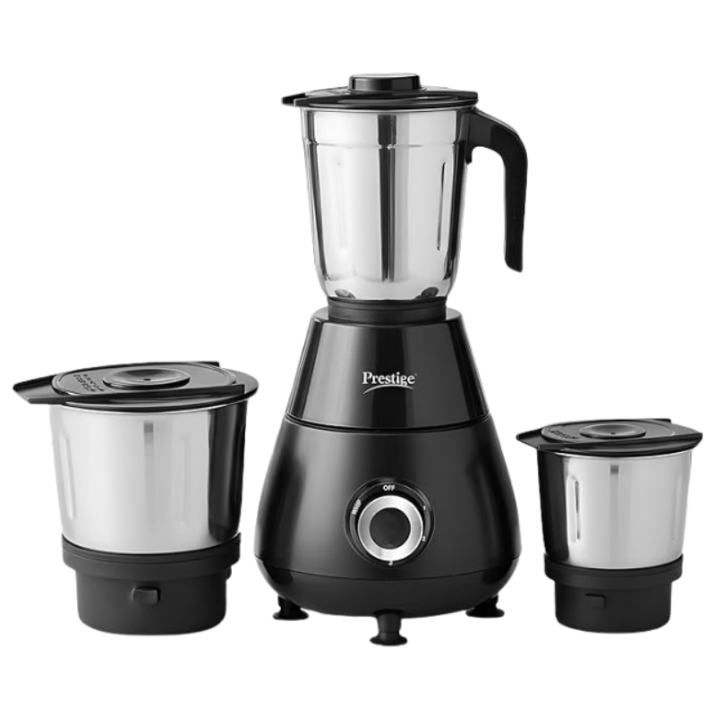 Prestige Apex 500 Watt Mixer Grinder with 3 Stainless Steel Jars | Super Efficient SS Blades | Black | 2Y Warranty | ISI Certified