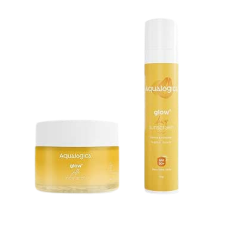 Aqualogica Protect & Brighten Duo Sunscreen For All Skin Types (50G, Spf 50) | Gel Moisturiser (50G), Pack Of 1