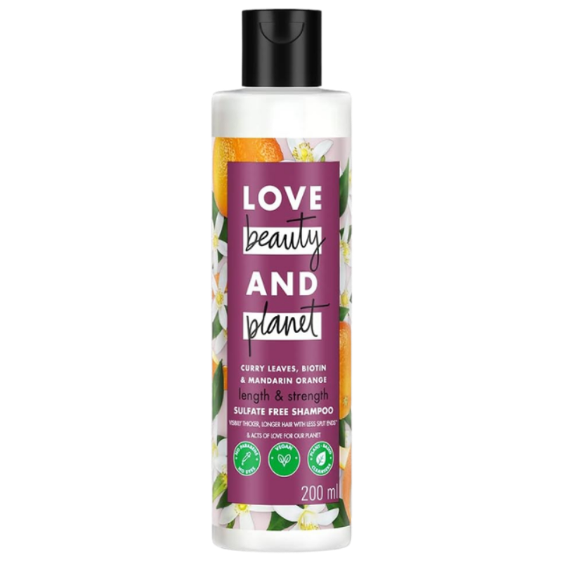 Love Beauty And Planet & Curry Leaves|| Biotin & Mandarin Paraben & Sulfate Free Shampoo for long & strong hair|| 200ml