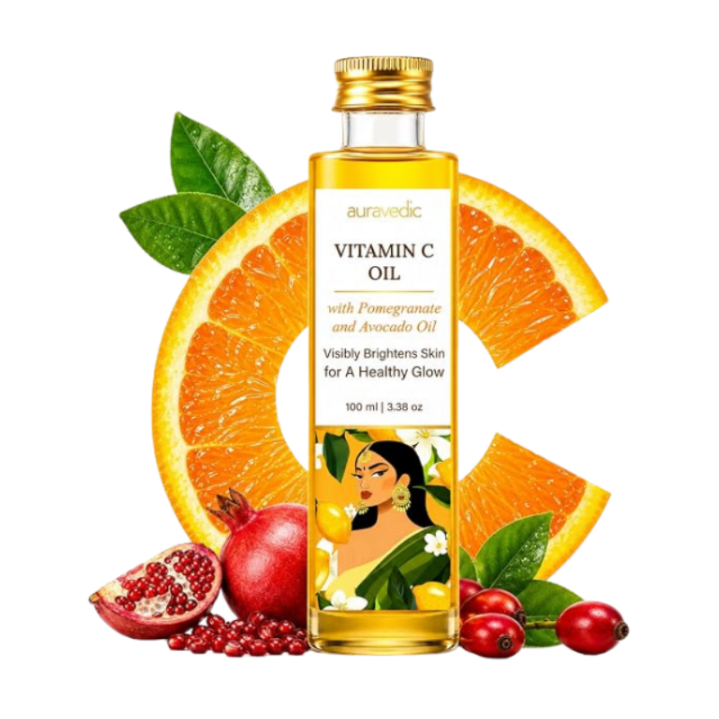 Auravedic Vitamin C oil for Face with Grape seed, Pomegranate, Rosehip