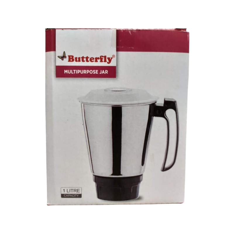 Butterfly Stainless Steel Multipurpose Jar Mga_ - 1 Liter, Black
