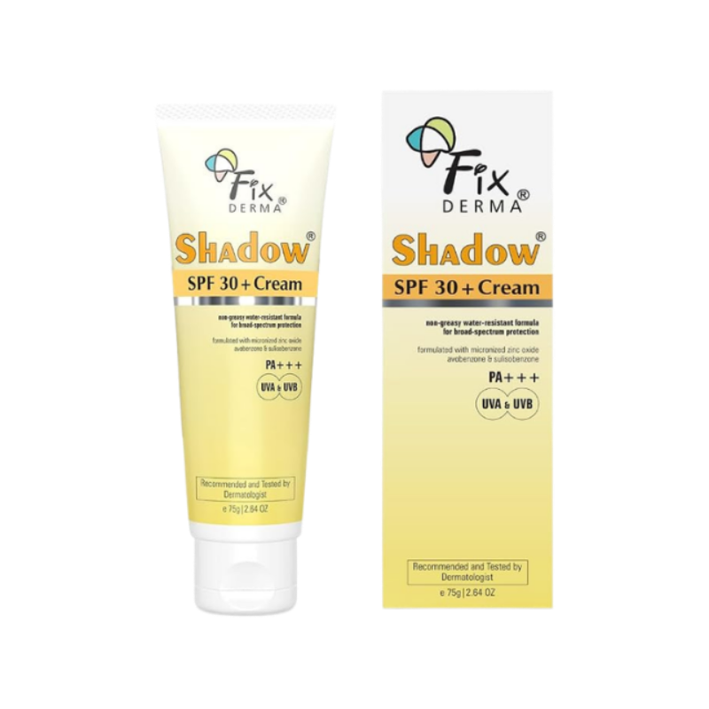 Fixderma Shadow Sunscreen SPF 30+ PA+++ Cream For Dry Skin, Body & Face, Broad Spectrum For Uva & Uvb Protection, Non Greasy & Water Resistant, 75g