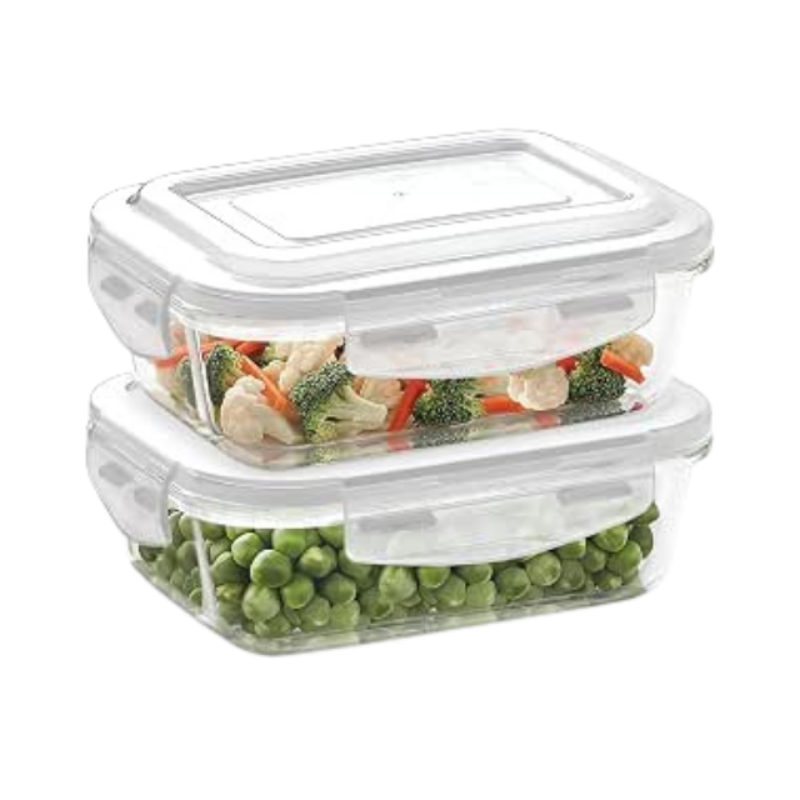 Borosil Containers Combo - KLIP-N-STORE Containers with Lid, Set of 2 (370ml+370ml)