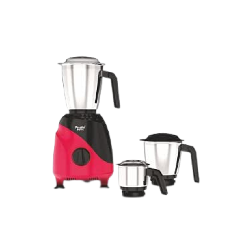 Preethi Peppy Mixer Grinder for Kitchen| 750 Watt Mixie, 3 jars | 5yr Motor Warranty & Lifelong Free Service | Black/Red (MG-245)