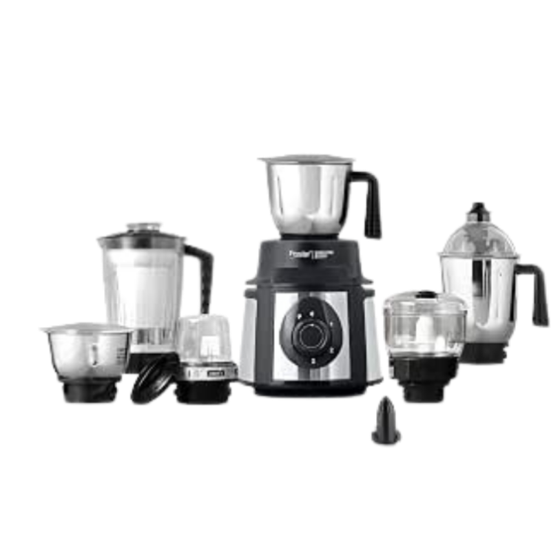 Prestige Endura 1000W Mixer Grinder, 6 Jars (1500 ml, 1000 ml, 1500 ml, 450 ml) (Black, Silver)