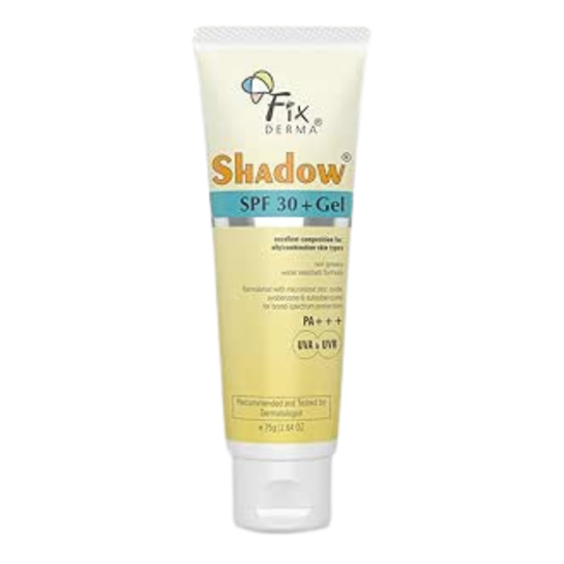 Fixderma Shadow Sunscreen SPF 30+ Gel PA+++ | for Oily Skin SPF 30 | Sunscreen for Body & Face | Broad Spectrum Sunscreen for UVA & UVB Protection - Women & Men | Non Greasy & Water Resistant - 75gm