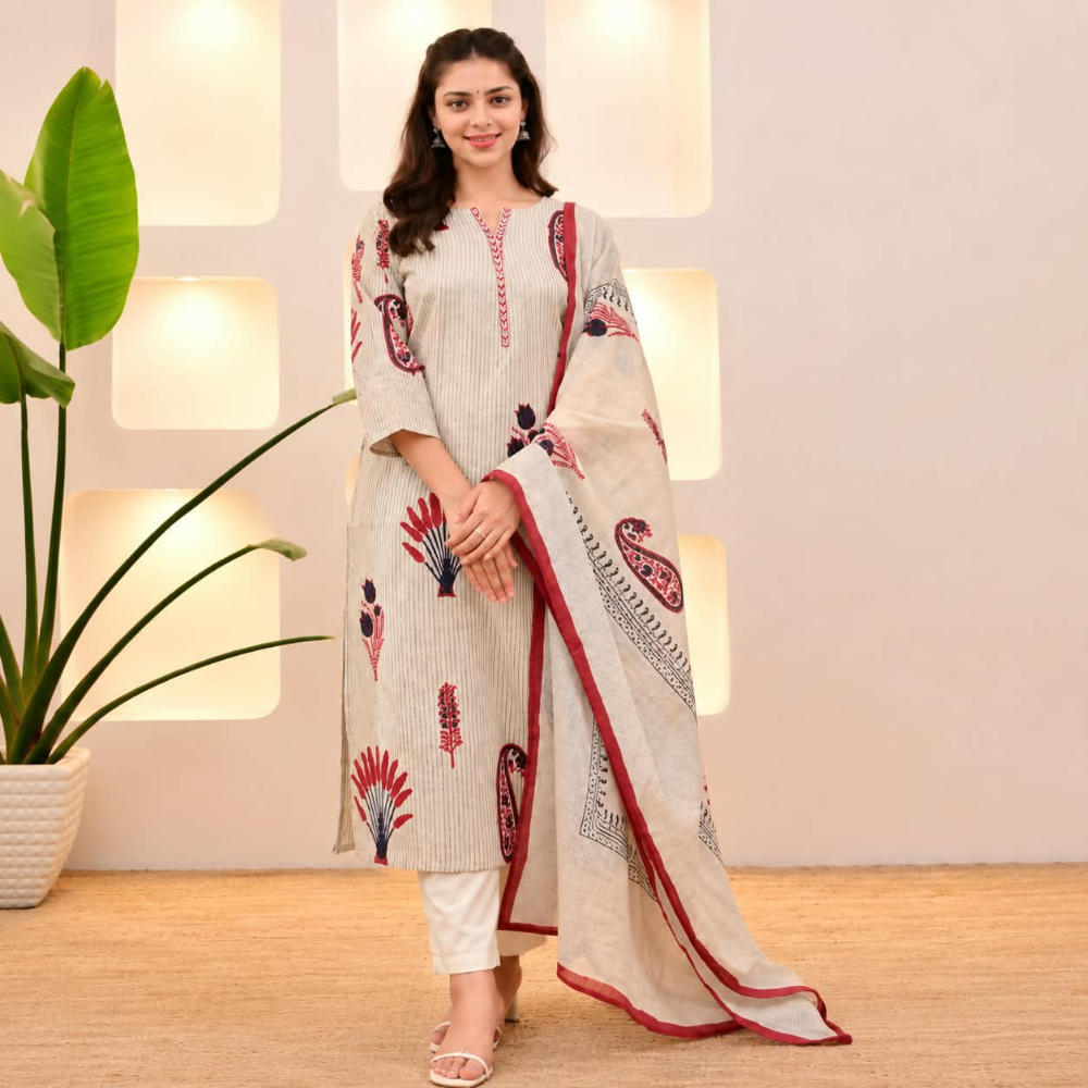 Beige 3-Piece Salwar Set